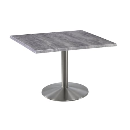 Holland Bar Stool Co 30" Tall OD214 Stainless Steel Table Base 22" Diameter 36"x36" Square Greystone Top OD214-2230SSOD36SQGryStn